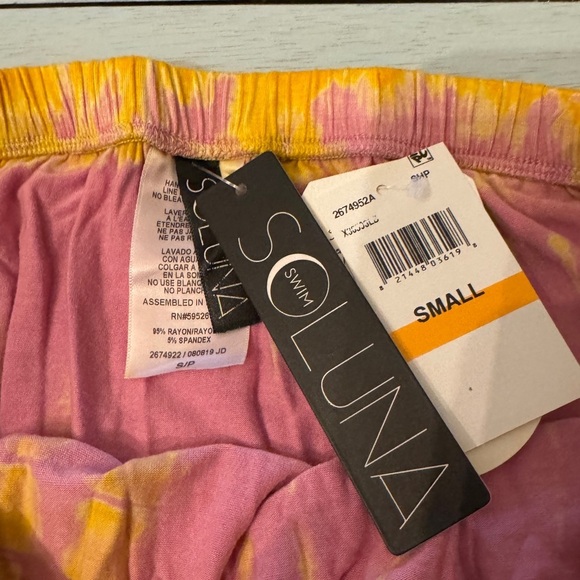 SOLUNA | NWT Swim cover up tie dye pink orange romper SZ small - Picture 5 of 5